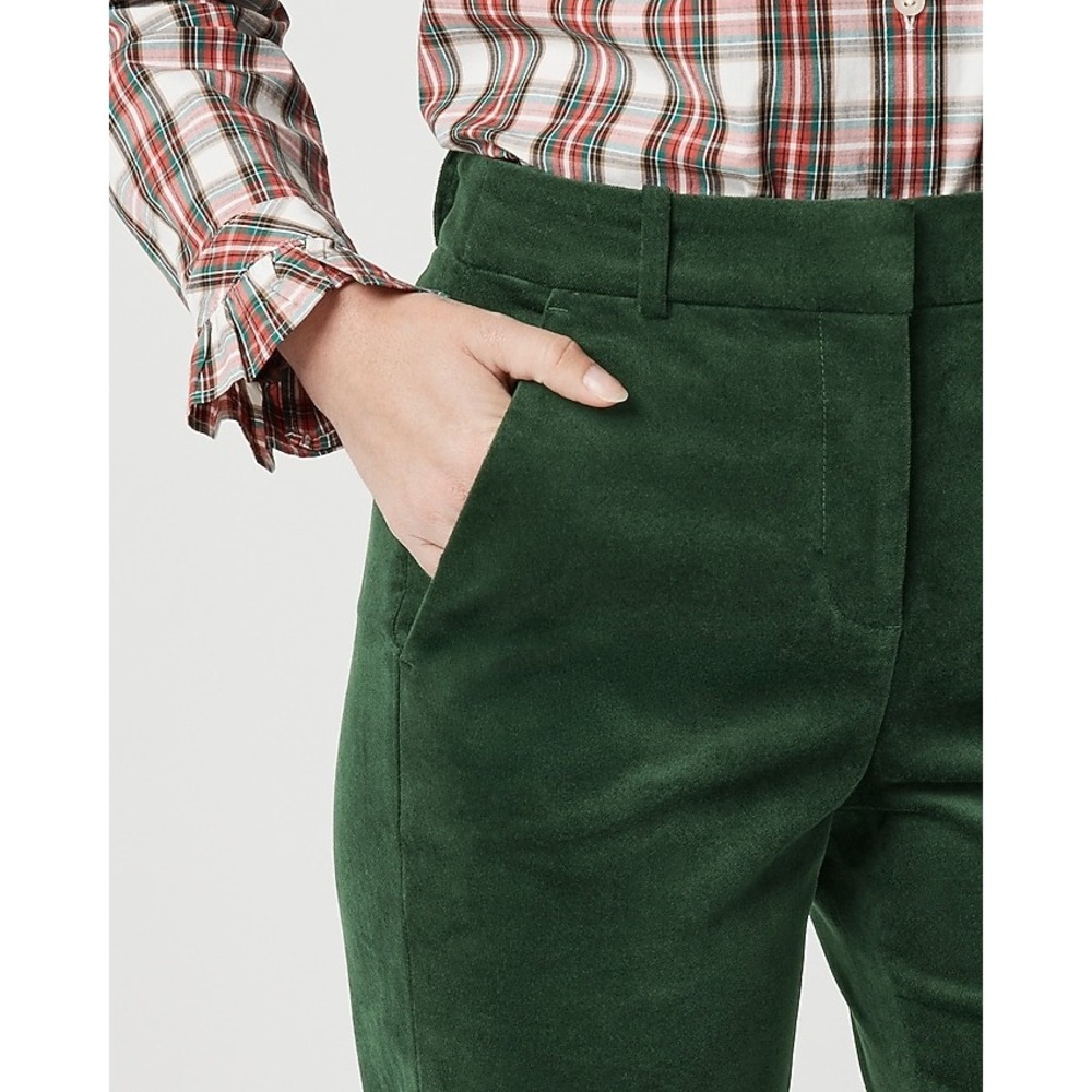 J. CREW Factory Kallie Pants Velvet Emerald Green Size 18‎ Straight Leg Trouser - Picture 3 of 12